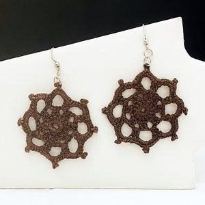 Earrings Boho Hippie Cottage Grandmacore Lace Mandala Handmade Crochet Knit